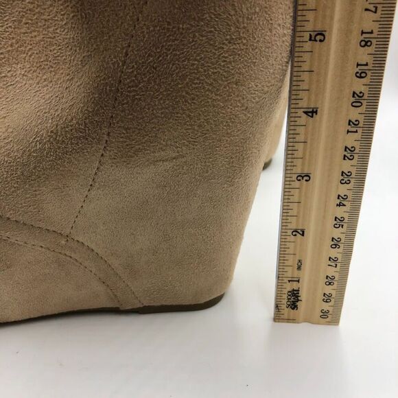 Y2K Rue 21 Women's Tan Covered Wedge Heel Lace Up Unworn Shoes Large 8/9 - Picture 4 of 9